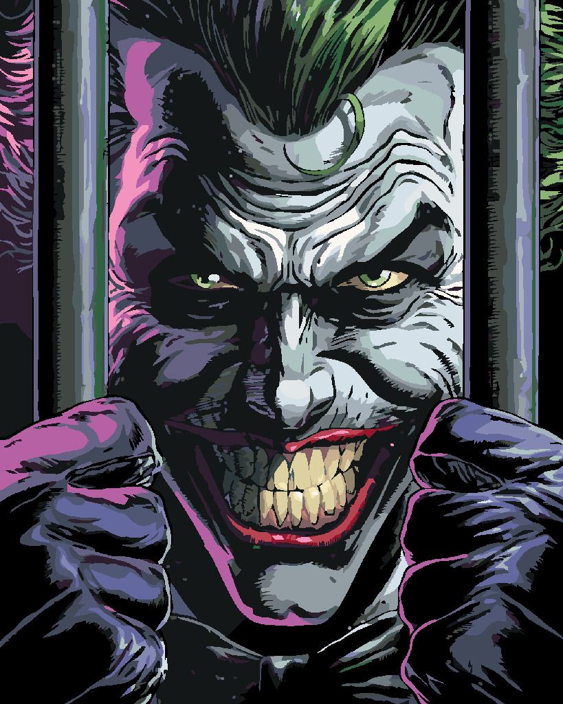 zuty Malování podle čísel - JOKER ZA MŘÍŽEMI (BATMAN) - Rozměr: 40x50 cm, Rámování: Varianta: vypnuté plátno na rám - obrázek 7