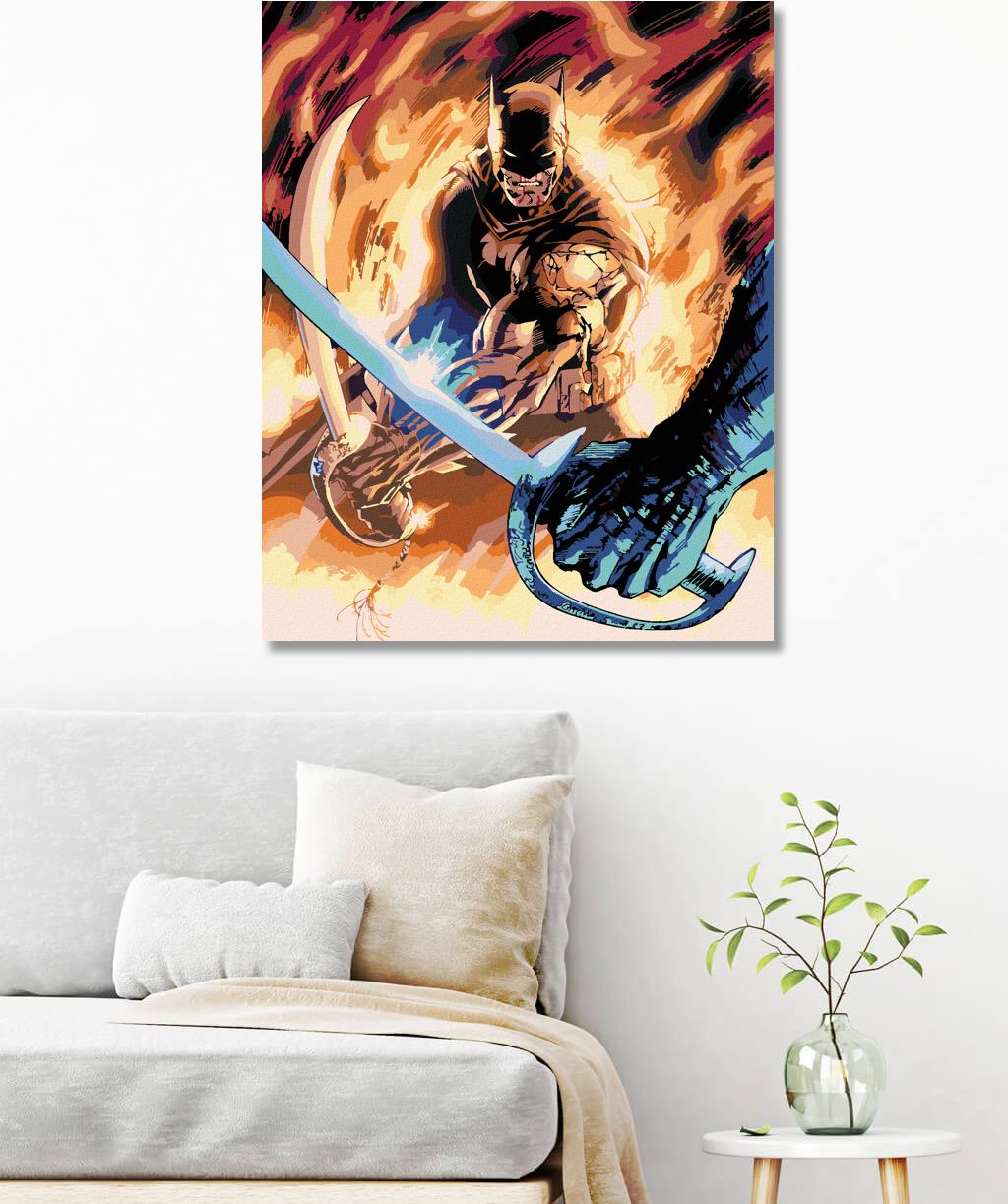zuty Malování podle čísel - BATMAN A MEČ - Rozměr: 40x50 cm, Rámování: Varianta: bez rámu a bez vypnutí plátna - obrázek 3