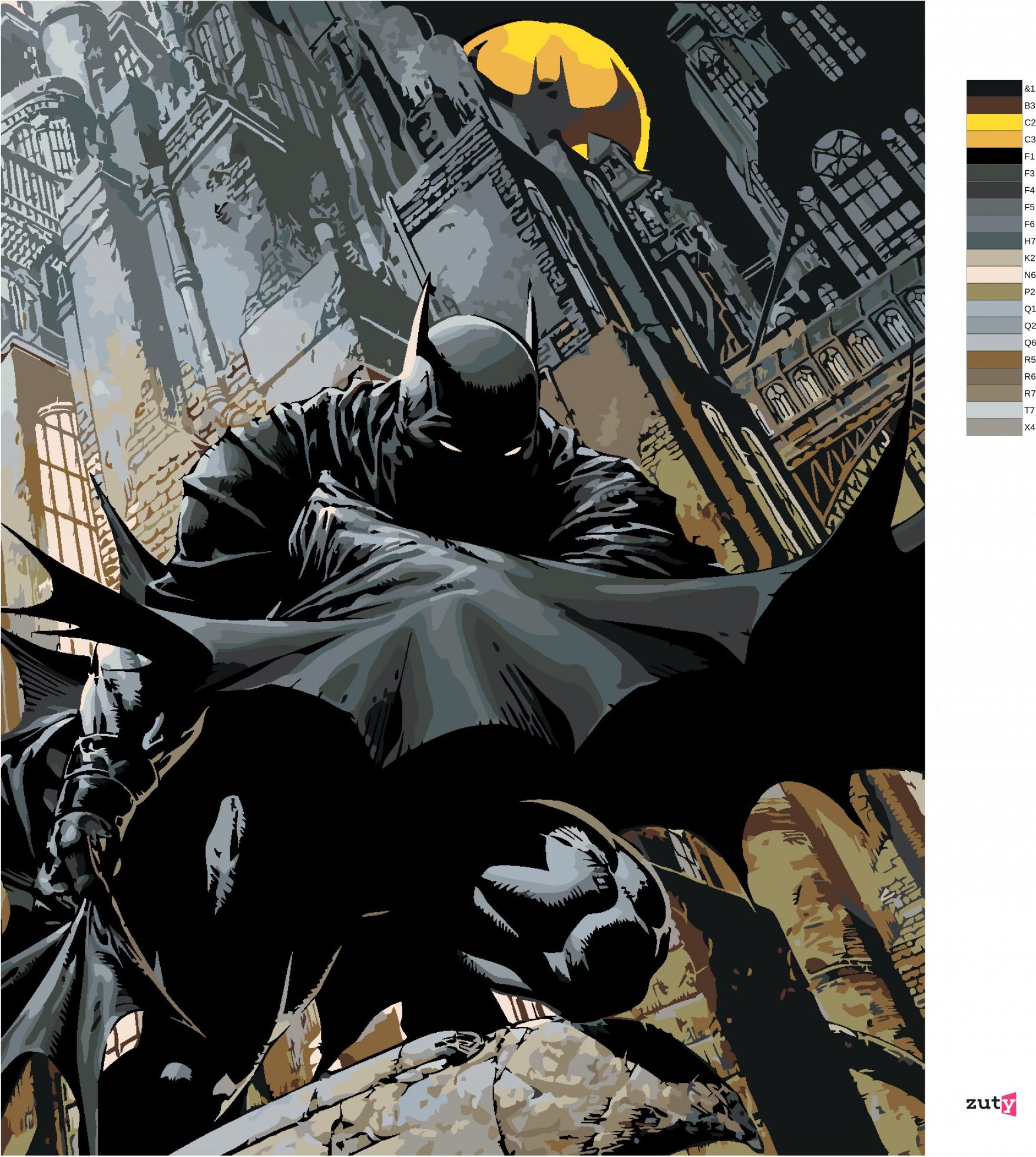 zuty Malování podle čísel - BATMAN ČÍHÁ - Rozměr: 40x50 cm, Rámování: Varianta: bez rámu a bez vypnutí plátna - obrázek 2
