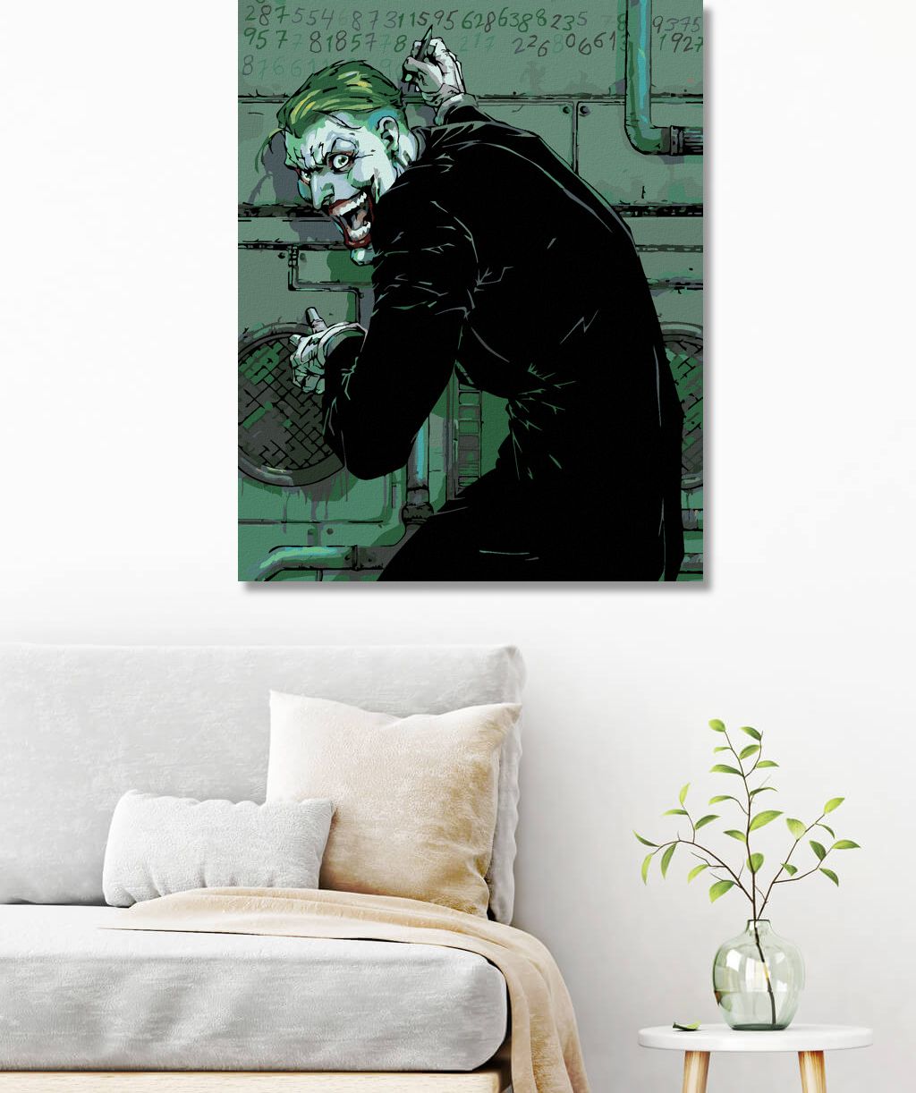 zuty Malování podle čísel - JOKER PÍŠE NA ZEĎ (BATMAN) - Rozměr: 40x50 cm, Rámování: Varianta: vypnuté plátno na rám - obrázek 4