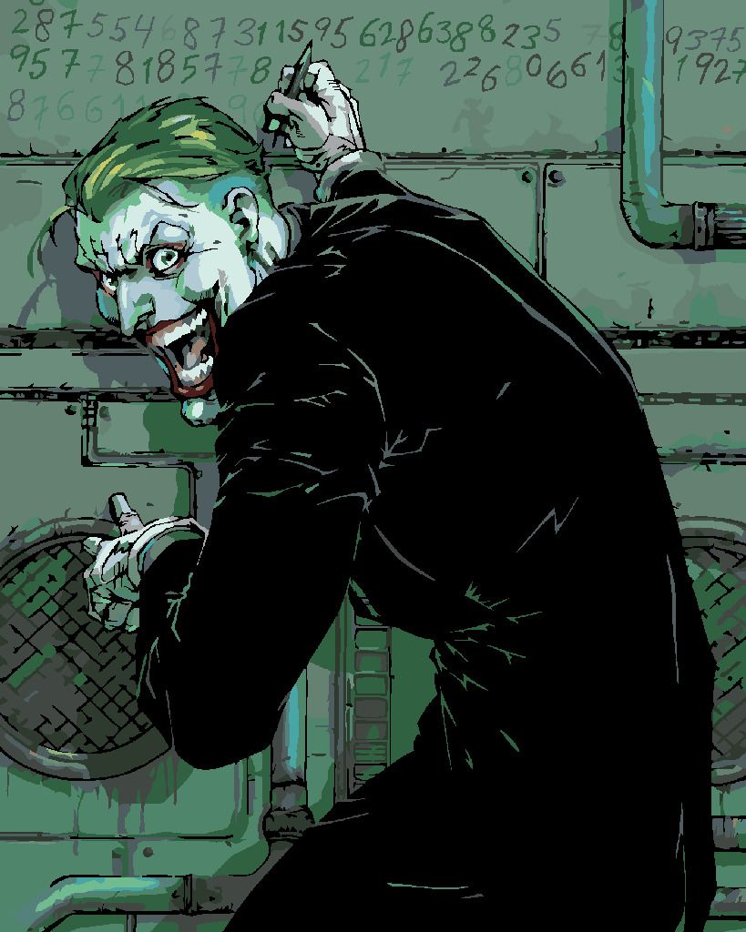 zuty Malování podle čísel - JOKER PÍŠE NA ZEĎ (BATMAN) - Rozměr: 40x50 cm, Rámování: Varianta: vypnuté plátno na rám - obrázek 5