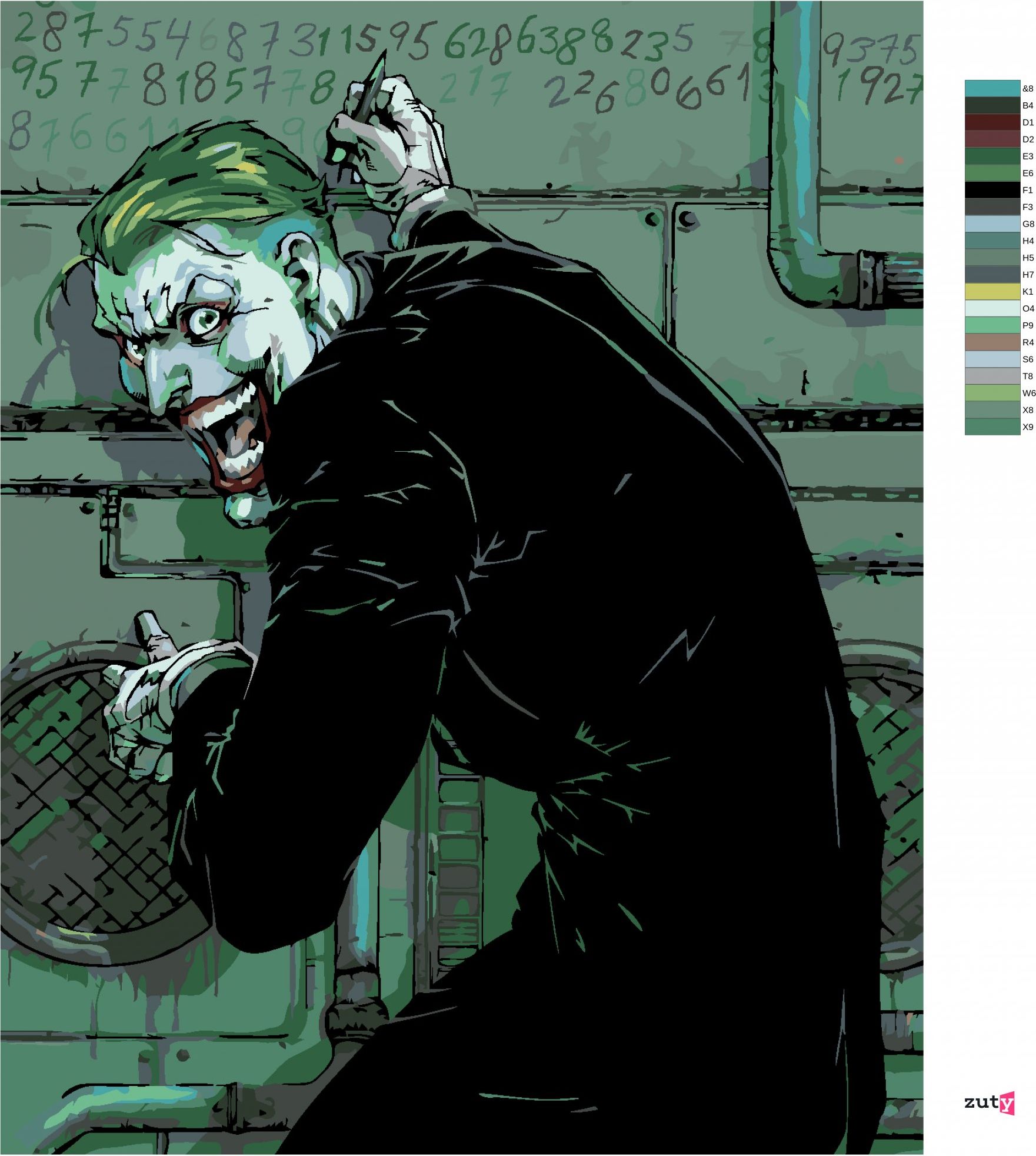 zuty Malování podle čísel - JOKER PÍŠE NA ZEĎ (BATMAN) - Rozměr: 40x50 cm, Rámování: Varianta: vypnuté plátno na rám - obrázek 6