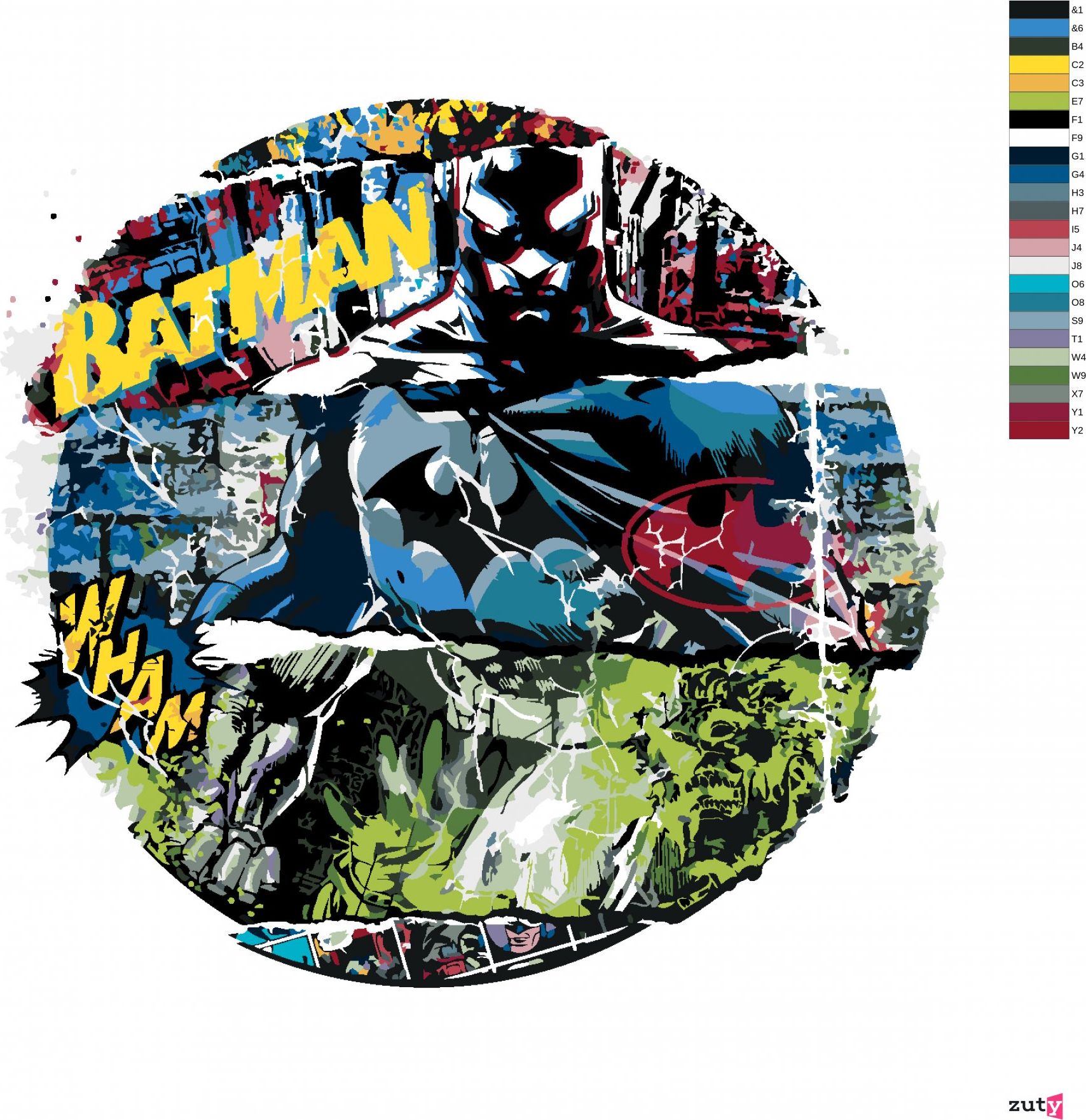 zuty Malování podle čísel - BATMAN KOMIKS - Rozměr: 40x50 cm, Rámování: Varianta: bez rámu a bez vypnutí plátna - obrázek 3