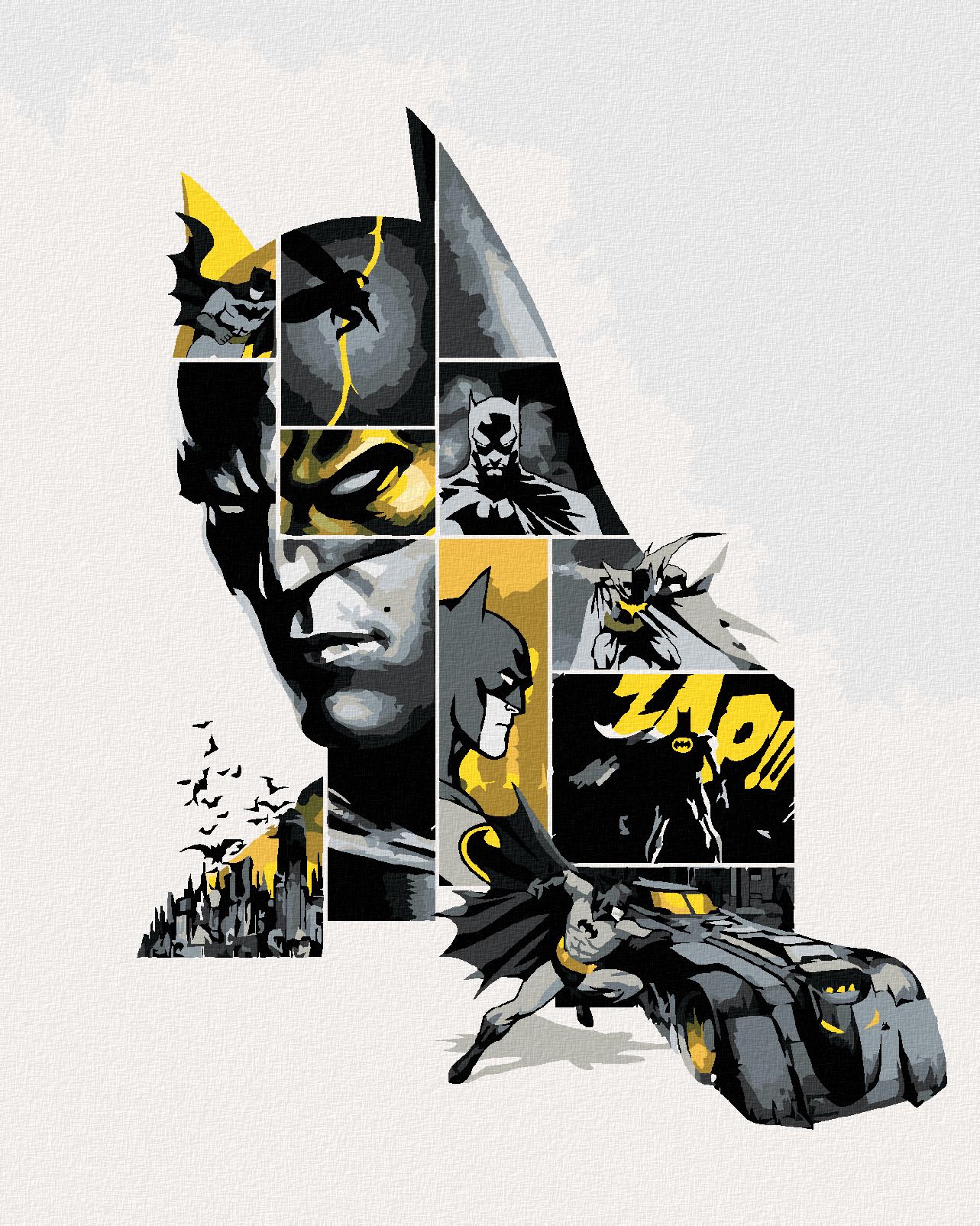 zuty Malování podle čísel - BATMAN V ŠEDÉ A ŽLUTÉ - Rozměr: 40x50 cm, Rámování: Varianta: vypnuté plátno na rám - obrázek 1