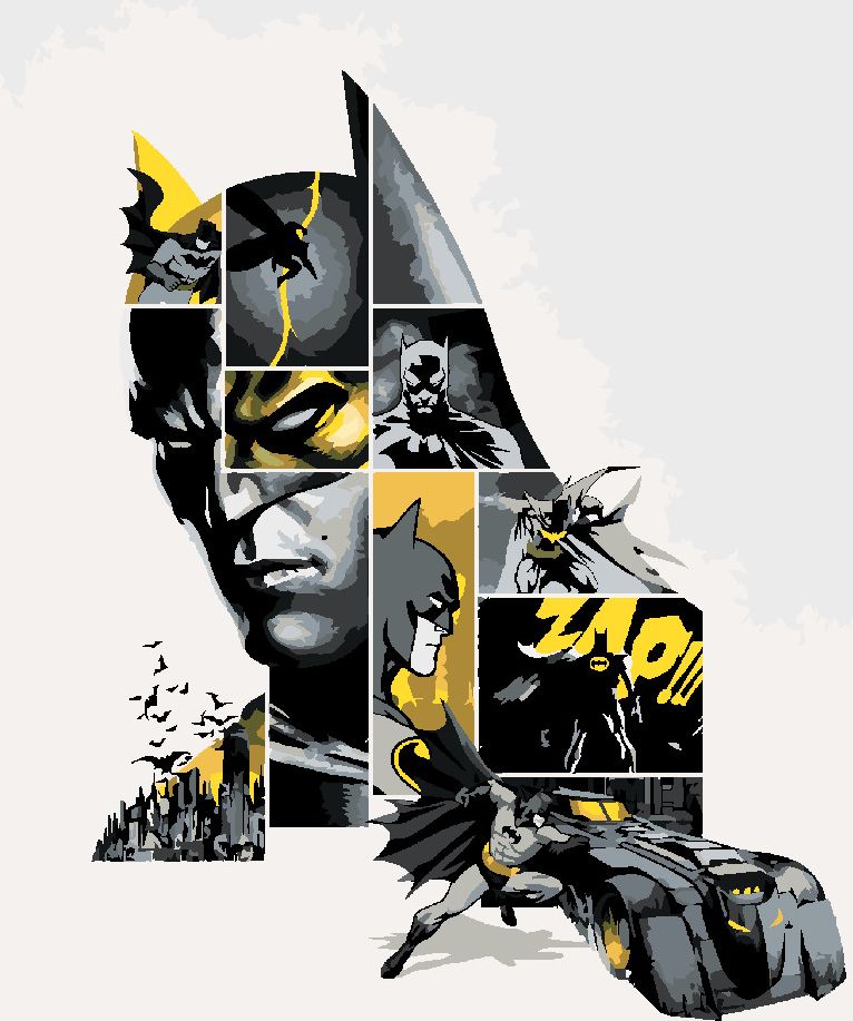 zuty Malování podle čísel - BATMAN V ŠEDÉ A ŽLUTÉ - Rozměr: 40x50 cm, Rámování: Varianta: vypnuté plátno na rám - obrázek 3