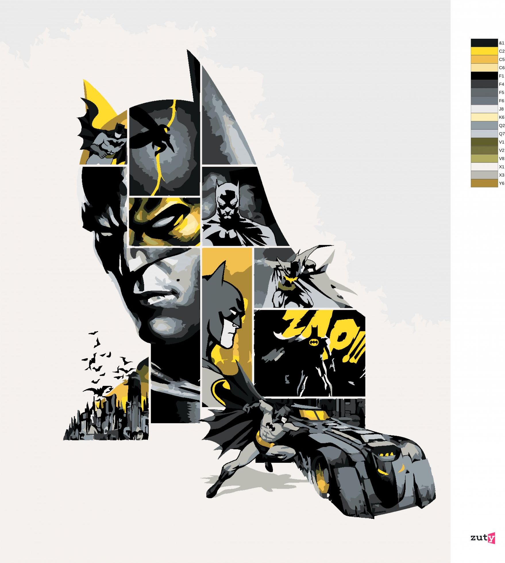 zuty Malování podle čísel - BATMAN V ŠEDÉ A ŽLUTÉ - Rozměr: 40x50 cm, Rámování: Varianta: vypnuté plátno na rám - obrázek 8