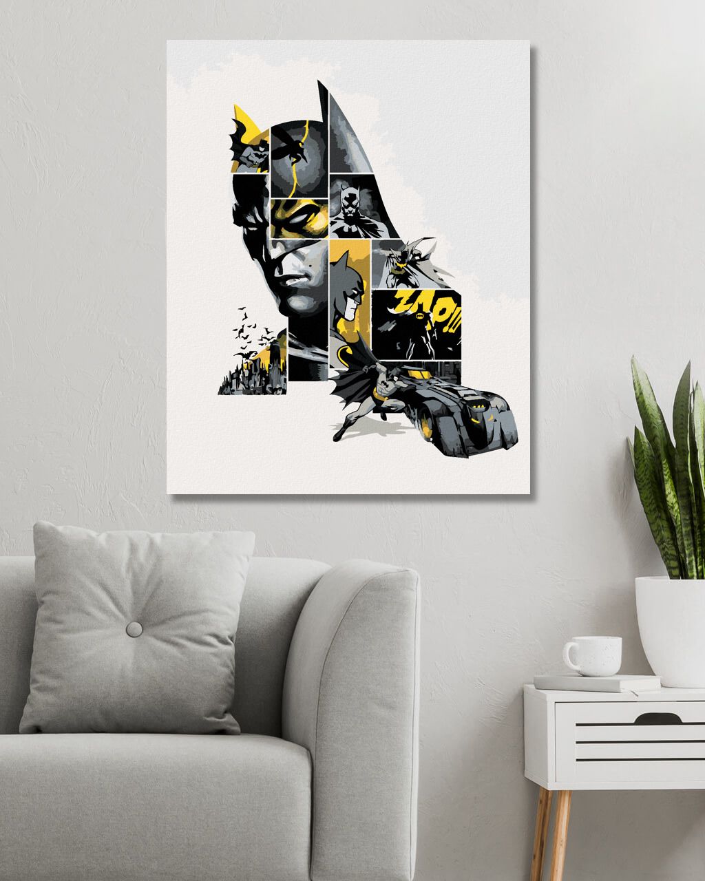 zuty Malování podle čísel - BATMAN V ŠEDÉ A ŽLUTÉ - Rozměr: 40x50 cm, Rámování: Varianta: vypnuté plátno na rám - obrázek 9
