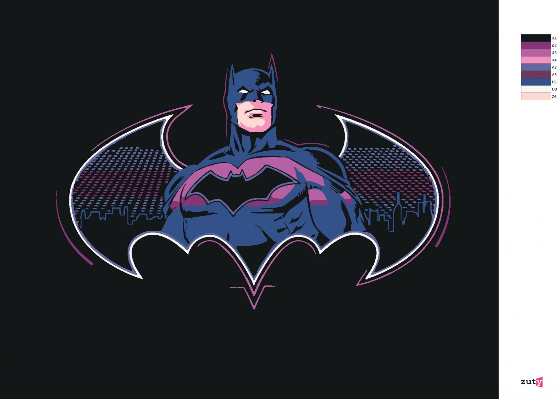 zuty Malování podle čísel - BATMAN V ODSTÍNECH FIALOVÉ - Rozměr: 40x50 cm, Rámování: Varianta: vypnuté plátno na rám - obrázek 5