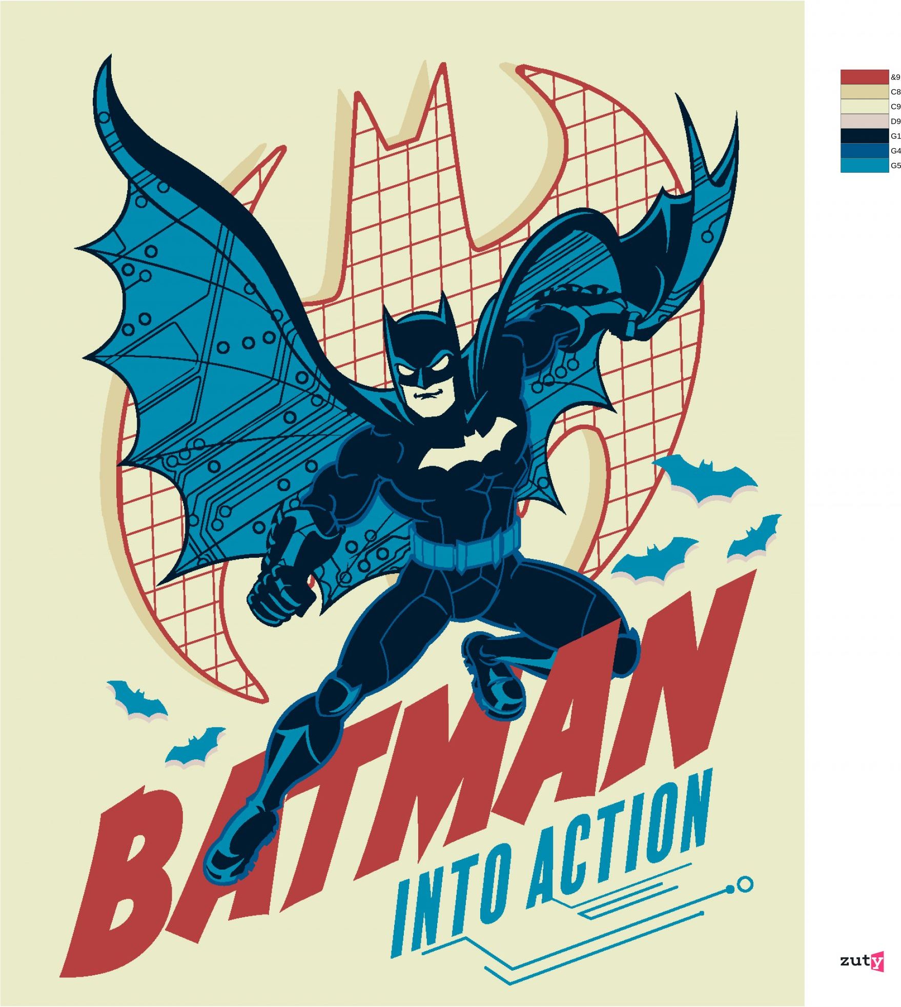 zuty Malování podle čísel - BATMAN V AKCI - Rozměr: 40x50 cm, Rámování: Varianta: vypnuté plátno na rám - obrázek 6