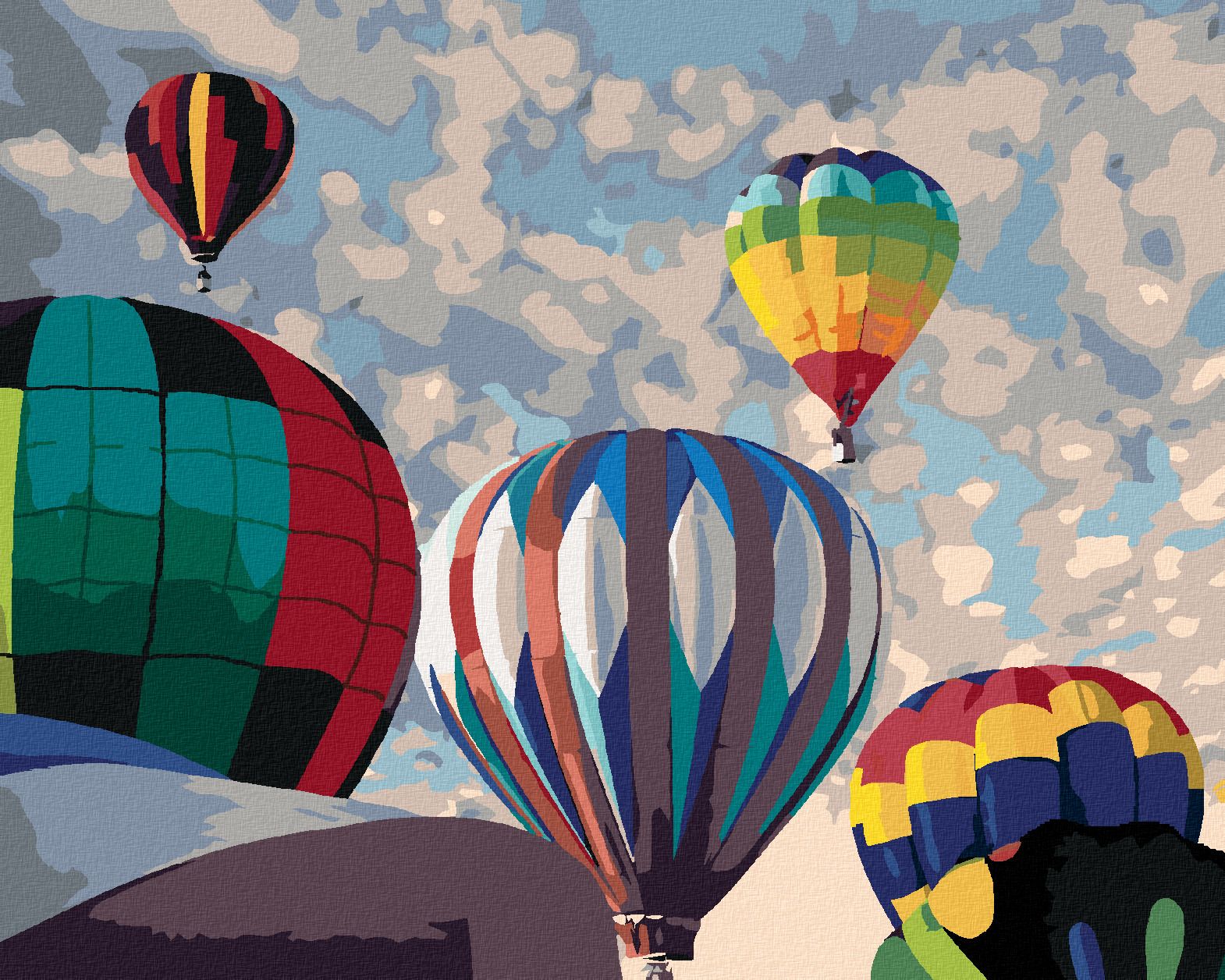 zuty Malování podle čísel - DUHOVÉ HORKOVZDUŠNÉ BALONY (DENNIS FRATES) - Rozměr: 40x50 cm, Rámování: Varianta: vypnuté plátno na rám - obrázek 1