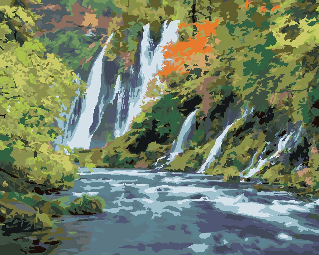 zuty Malování podle čísel - VODOPÁDY URPOSTŘED LESA (DENNIS FRATES) - Rozměr: 40x50 cm, Rámování: Varianta: vypnuté plátno na rám - obrázek 4