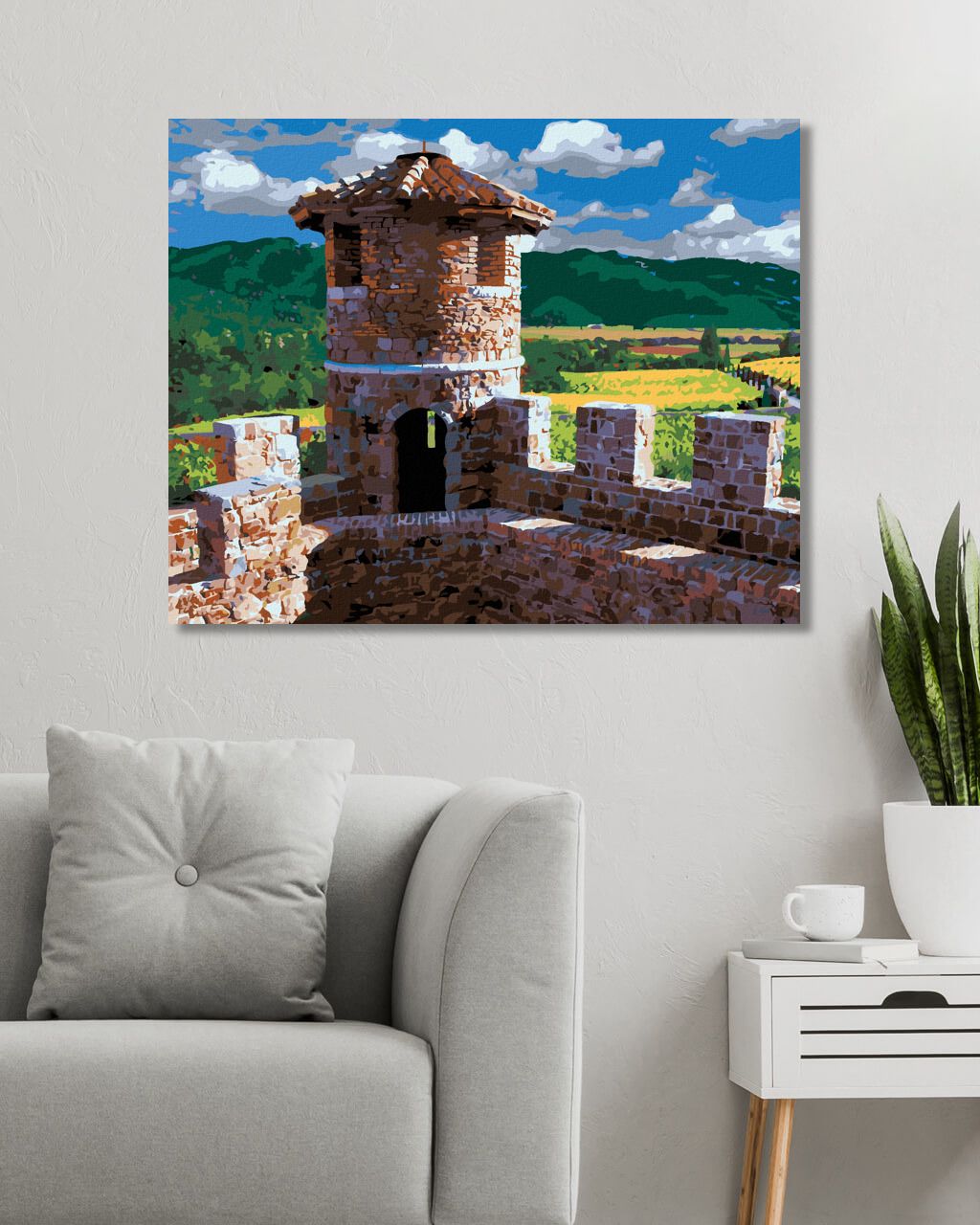 zuty Malování podle čísel - CIHLOVÁ PEVNOST A HORY (DENNIS FRATES) - Rozměr: 40x50 cm, Rámování: Varianta: vypnuté plátno na rám - obrázek 5