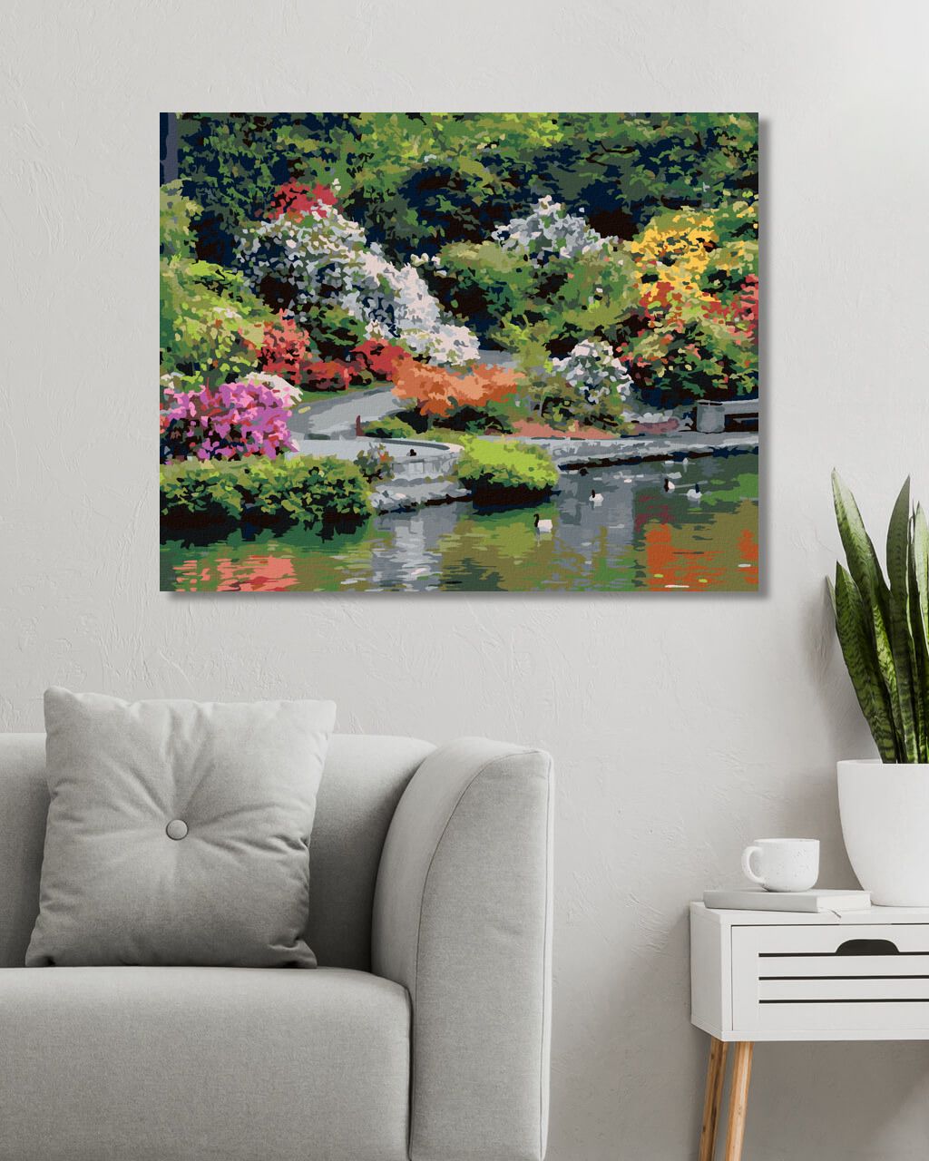 zuty Malování podle čísel - ZAHRADA U JEZERA (DENNIS FRATES) - Rozměr: 40x50 cm, Rámování: Varianta: bez rámu a bez vypnutí plátna - obrázek 6