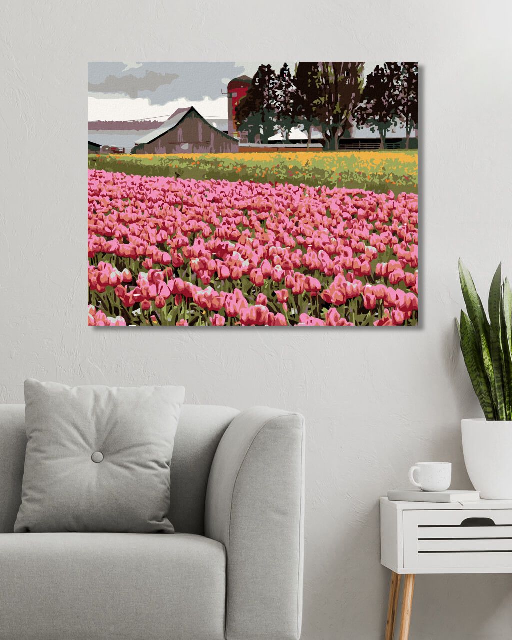 zuty Malování podle čísel - RŮŽOVÉ TULIPÁNY NA LOUCE (DENNIS FRATES) - Rozměr: 40x50 cm, Rámování: Varianta: bez rámu a bez vypnutí plátna - obrázek 4