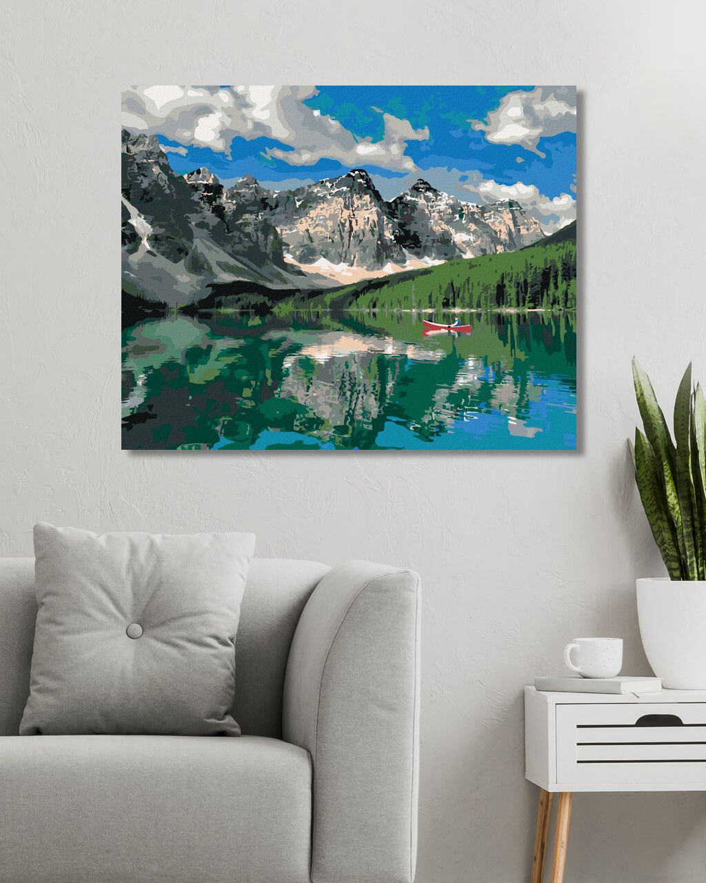 zuty Malování podle čísel - HORY A LOĎKA NA JEZEŘE (DENNIS FRATES) - Rozměr: 40x50 cm, Rámování: Varianta: vypnuté plátno na rám - obrázek 7