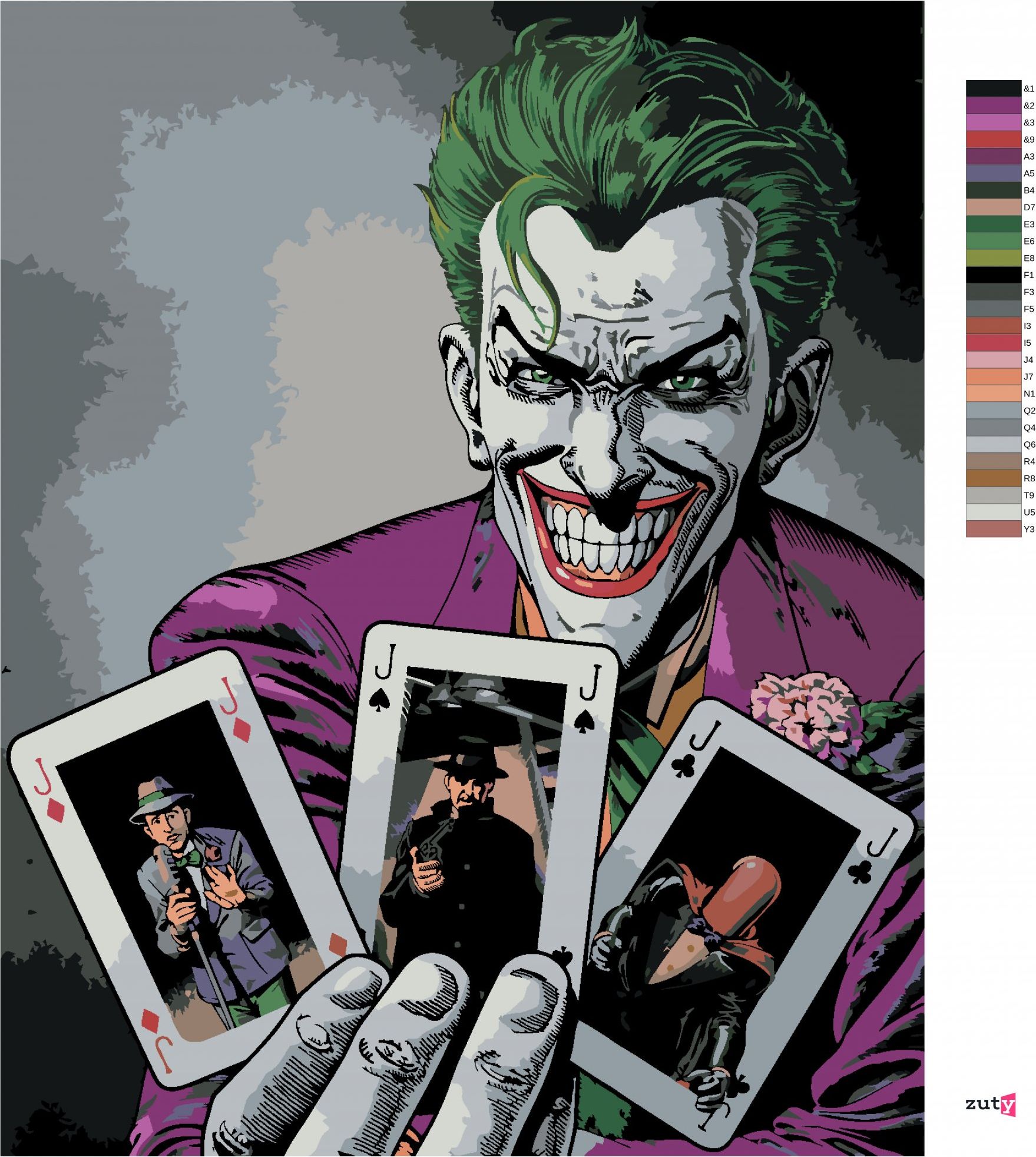 zuty Malování podle čísel - JOKER A KARTY (BATMAN) - Rozměr: 40x50 cm, Rámování: Varianta: vypnuté plátno na rám - obrázek 10