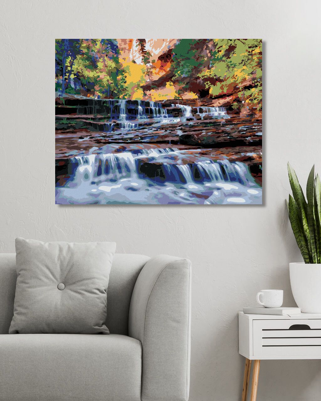 zuty Malování podle čísel - MALÉ VODOPÁDY V LESE (DENNIS FRATES) - Rozměr: 40x50 cm, Rámování: Varianta: vypnuté plátno na rám - obrázek 3