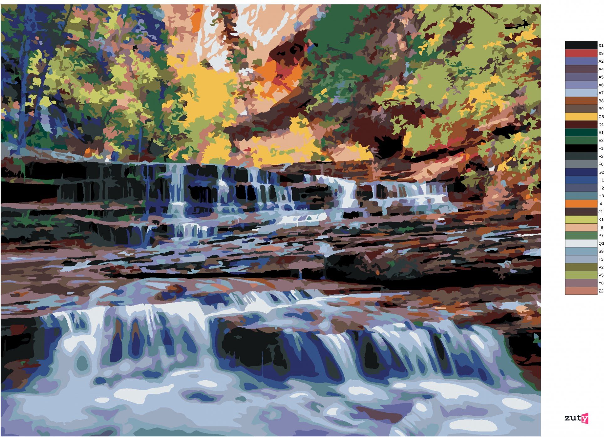 zuty Malování podle čísel - MALÉ VODOPÁDY V LESE (DENNIS FRATES) - Rozměr: 40x50 cm, Rámování: Varianta: vypnuté plátno na rám - obrázek 6