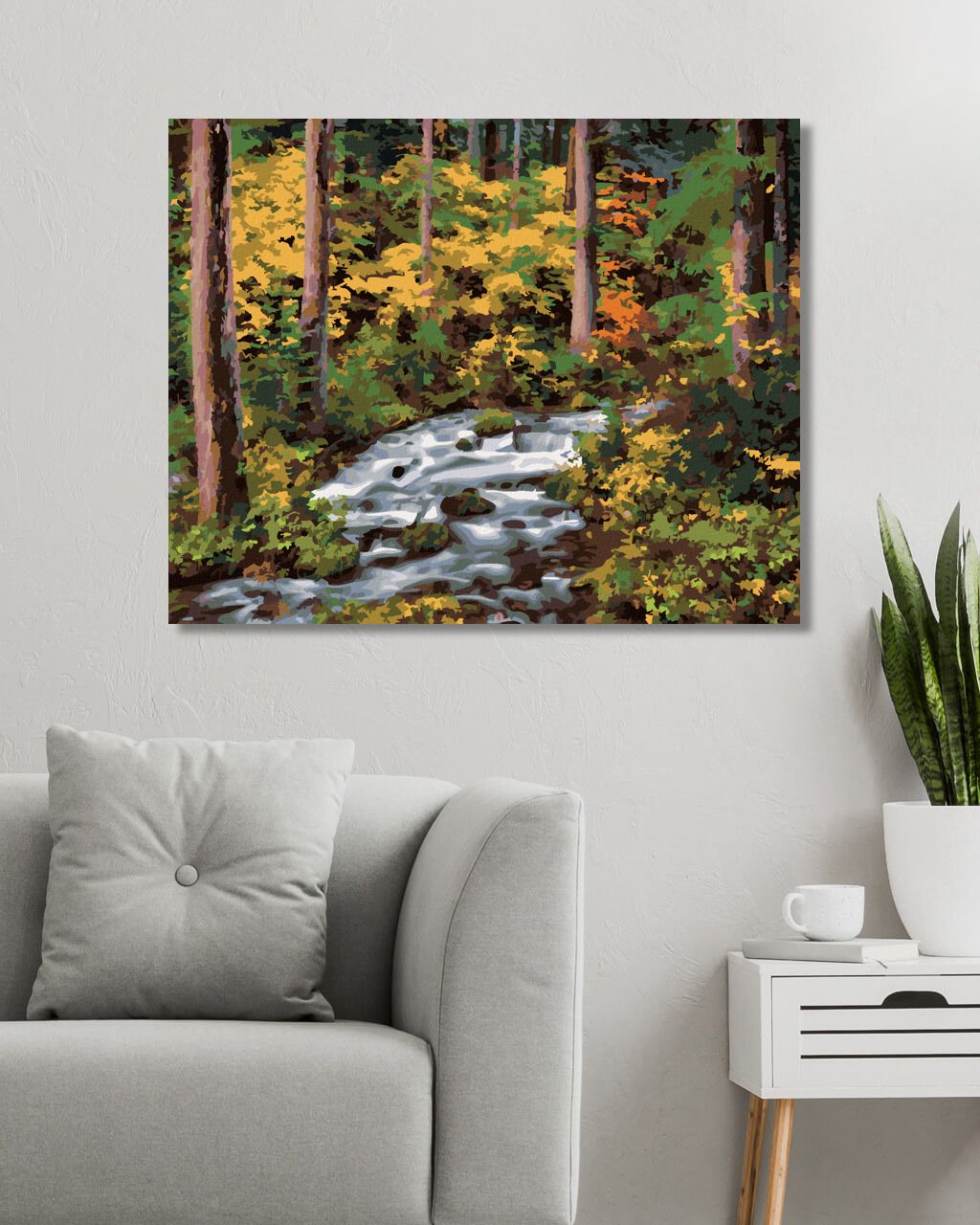 zuty Malování podle čísel - POTOK V LESE (DENNIS FRATES) - Rozměr: 40x50 cm, Rámování: Varianta: vypnuté plátno na rám - obrázek 4