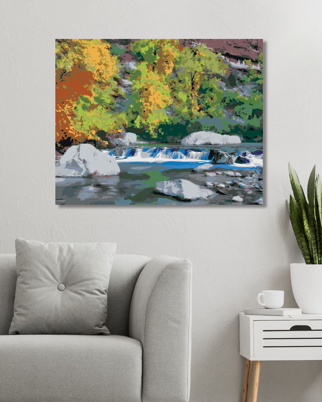 zuty Malování podle čísel - POTOK A PODZIMNÍ LES (DENNIS FRATES) - Rozměr: 40x50 cm, Rámování: Varianta: vypnuté plátno na rám - obrázek 2