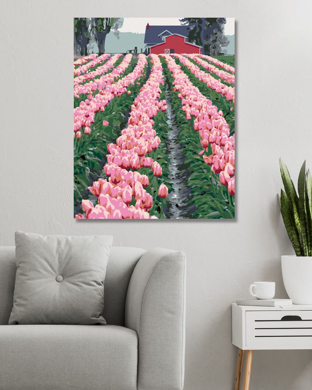 zuty Malování podle čísel - RŮŽOVÉ TULIPÁNY U STODOLY (DENNIS FRATES) - Rozměr: 40x50 cm, Rámování: Varianta: vypnuté plátno na rám - obrázek 4