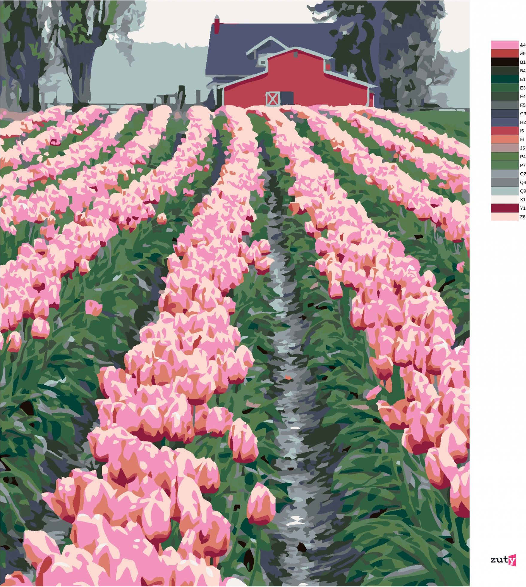 zuty Malování podle čísel - RŮŽOVÉ TULIPÁNY U STODOLY (DENNIS FRATES) - Rozměr: 40x50 cm, Rámování: Varianta: vypnuté plátno na rám - obrázek 9