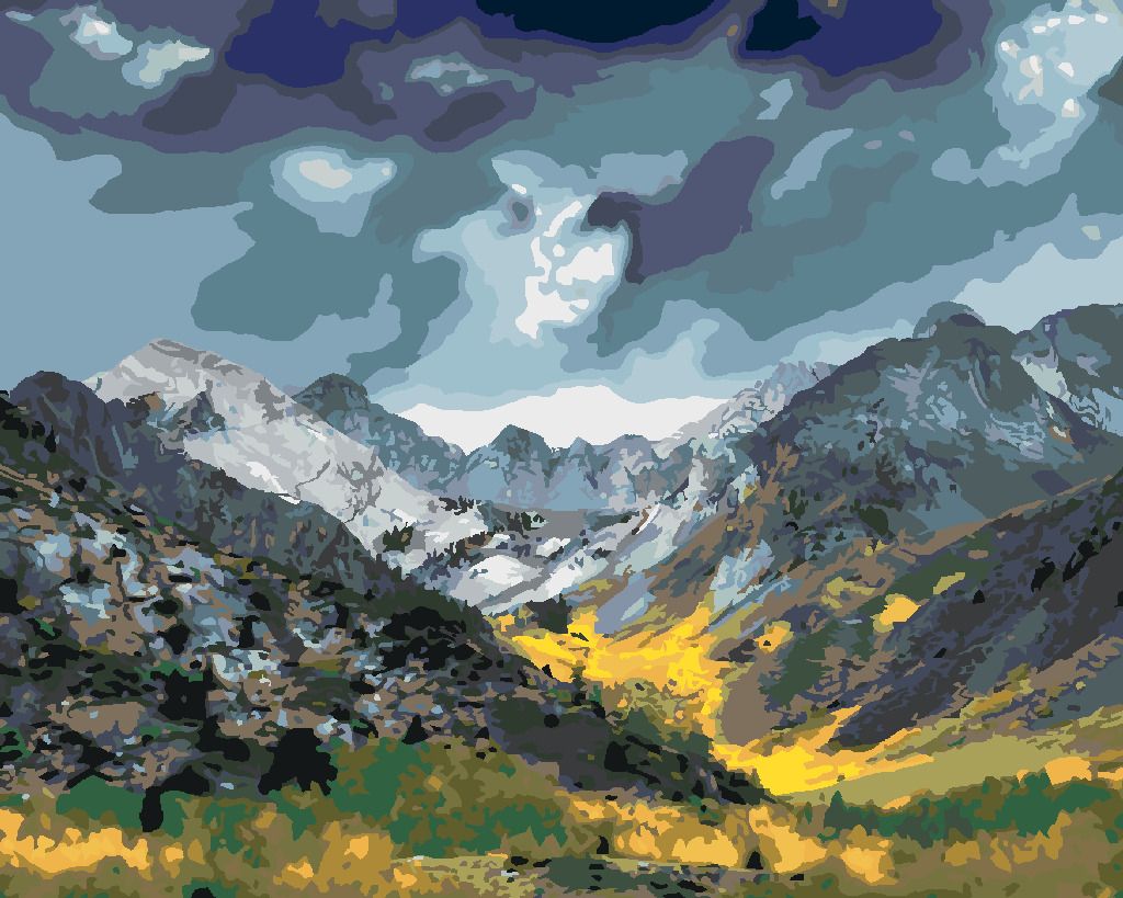 zuty Malování podle čísel - MRAČNA NAD HORAMI (DENNIS FRATES) - Rozměr: 40x50 cm, Rámování: Varianta: vypnuté plátno na rám - obrázek 7