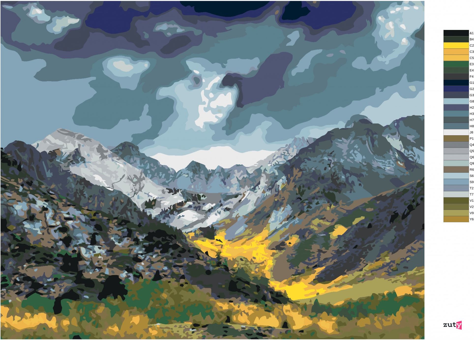 zuty Malování podle čísel - MRAČNA NAD HORAMI (DENNIS FRATES) - Rozměr: 40x50 cm, Rámování: Varianta: vypnuté plátno na rám - obrázek 8