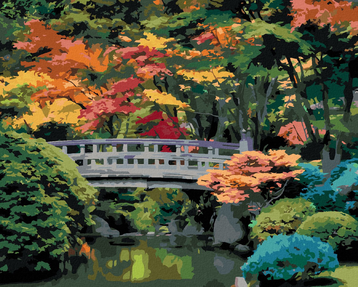 zuty Malování podle čísel - JAPONSKÁ ZAHRADA (DENNIS FRATES) - Rozměr: 40x50 cm, Rámování: Varianta: bez rámu a bez vypnutí plátna - obrázek 1