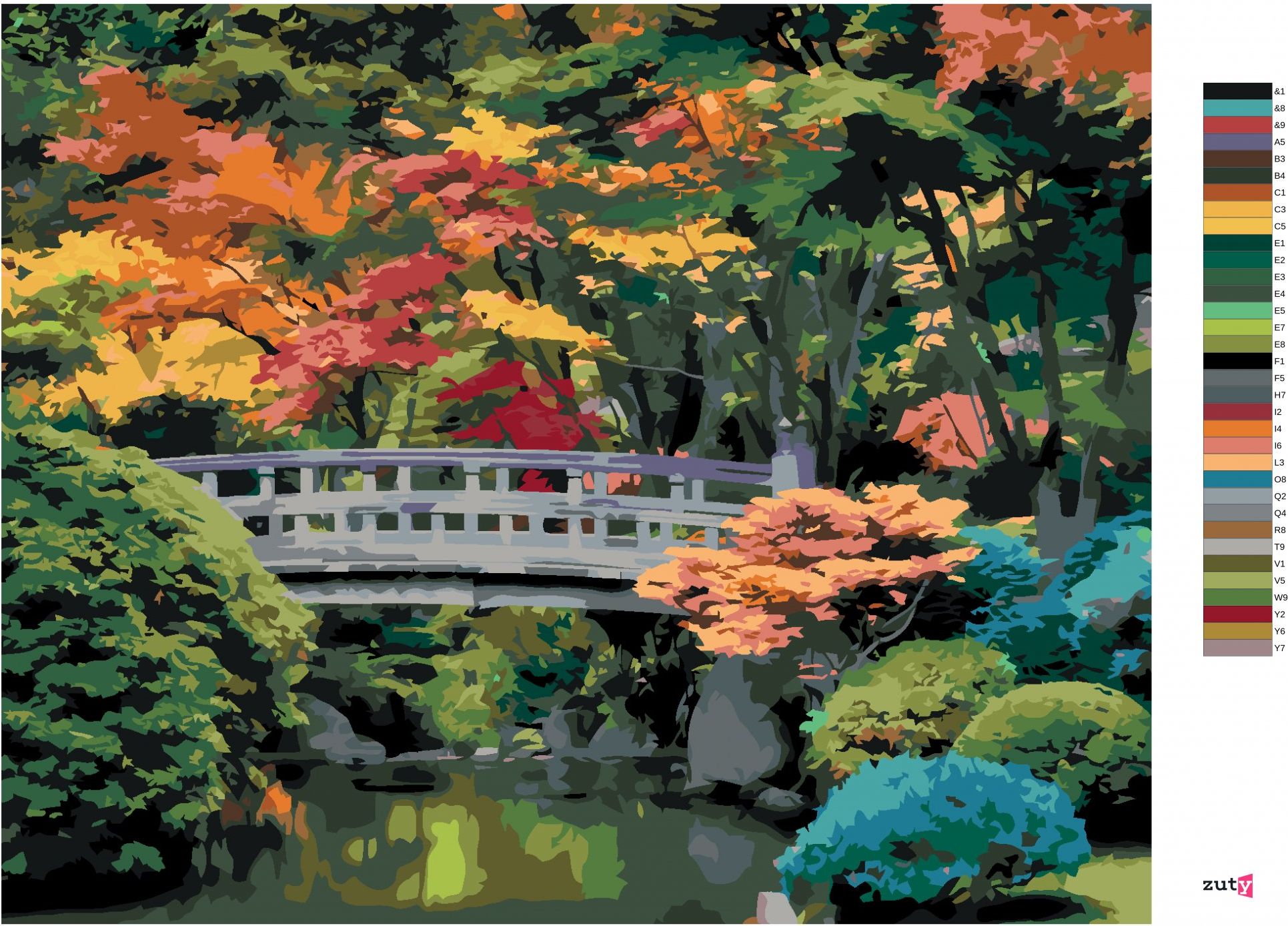 zuty Malování podle čísel - JAPONSKÁ ZAHRADA (DENNIS FRATES) - Rozměr: 40x50 cm, Rámování: Varianta: vypnuté plátno na rám - obrázek 7
