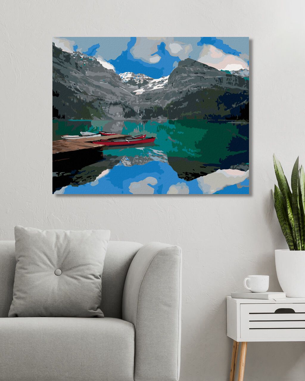 zuty Malování podle čísel - LODĚ NA JEZEŘE (DENNIS FRATES) - Rozměr: 40x50 cm, Rámování: Varianta: bez rámu a bez vypnutí plátna - obrázek 6