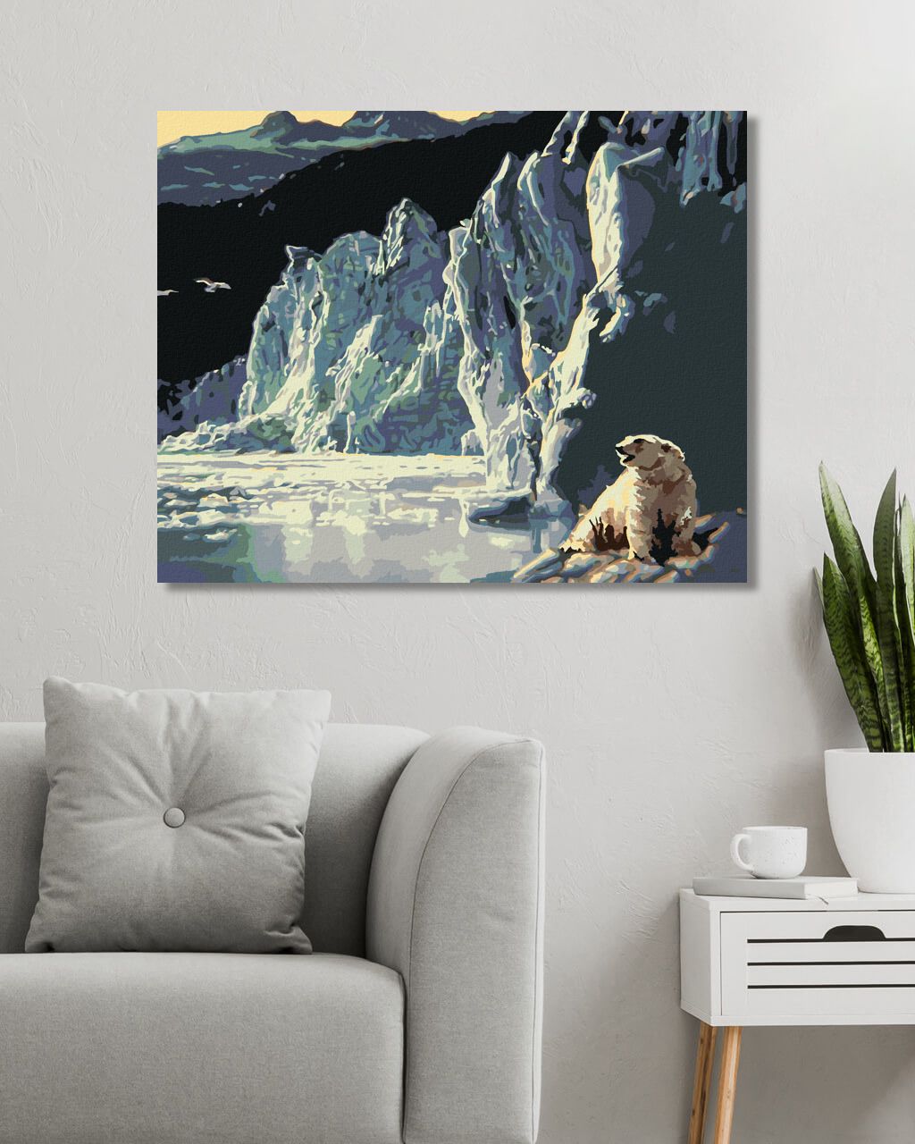 zuty Malování podle čísel - LEDNÍ MEDVĚD A LEDOVEC (D. RUSTY RUST) - Rozměr: 40x50 cm, Rámování: Varianta: vypnuté plátno na rám - obrázek 5