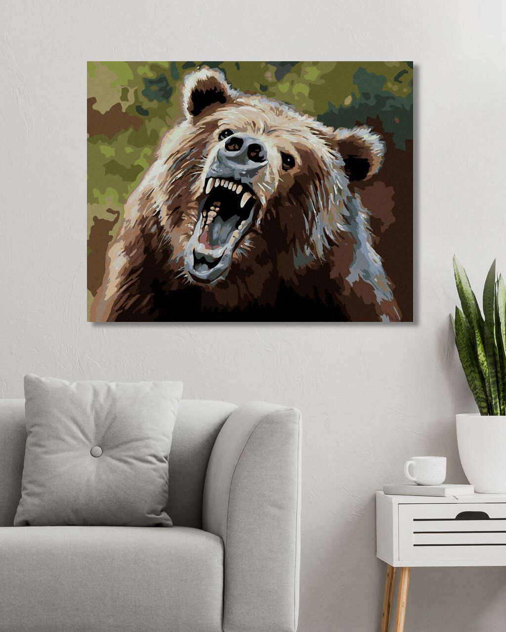 zuty Malování podle čísel - MEDVĚD S OTEVŘENOU TLAMOU (D. RUSTY RUST) - Rozměr: 40x50 cm, Rámování: Varianta: bez rámu a bez vypnutí plátna - obrázek 7