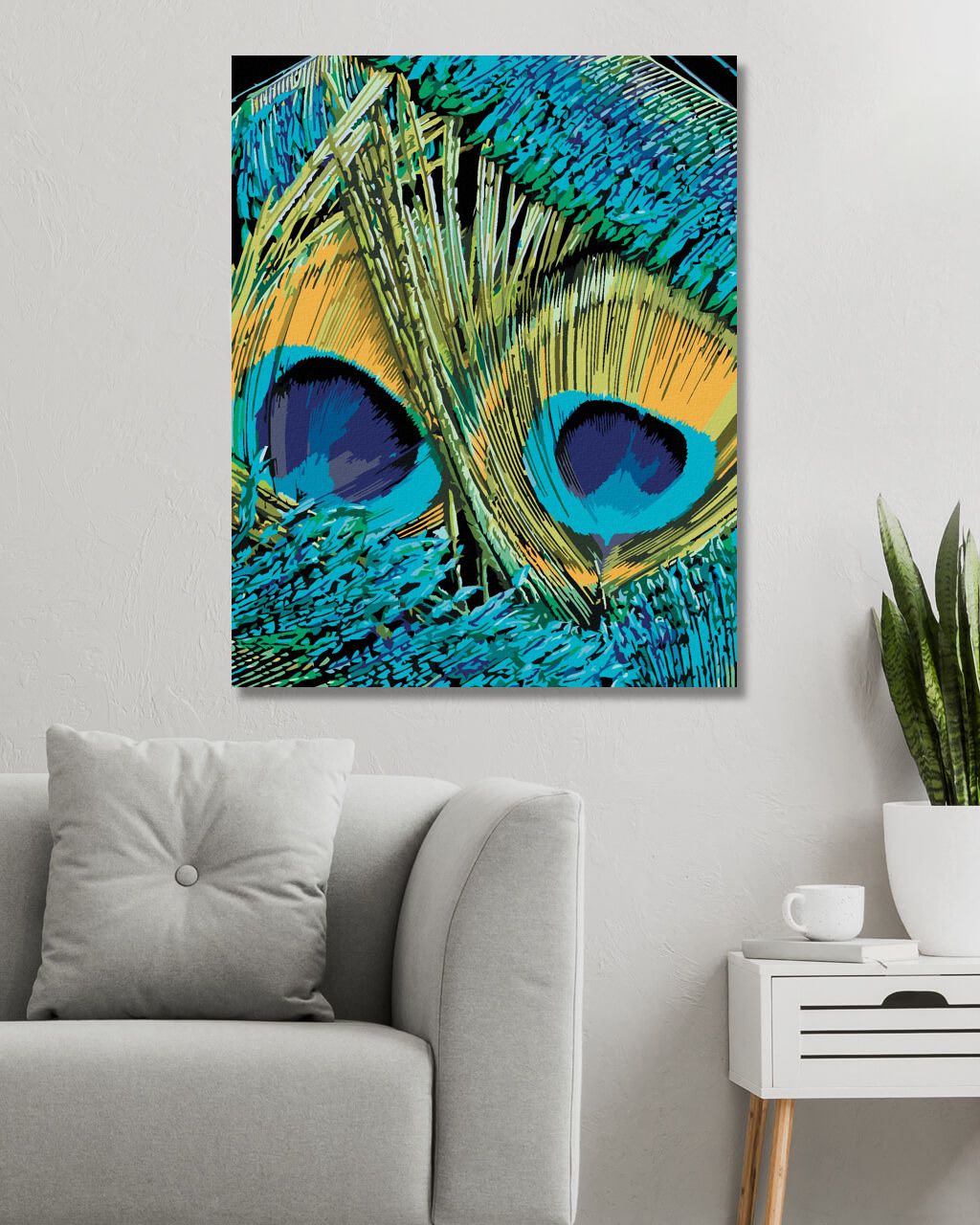 zuty Malování podle čísel - PAVÍ PERA (DENNIS FRATES) - Rozměr: 40x50 cm, Rámování: Varianta: vypnuté plátno na rám - obrázek 4