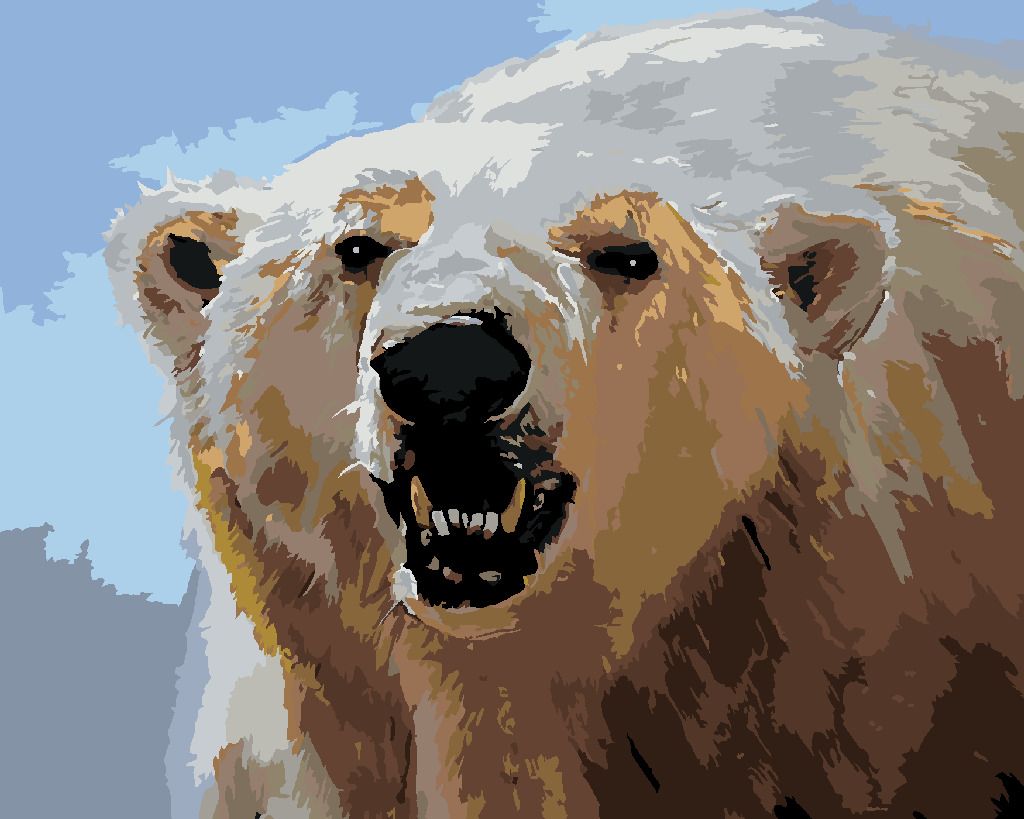 zuty Malování podle čísel - LEDNÍ MEDVĚD UKAZUJÍCÍ ZUBY (D. RUSTY RUST) - Rozměr: 40x50 cm, Rámování: Varianta: bez rámu a bez vypnutí plátna - obrázek 4