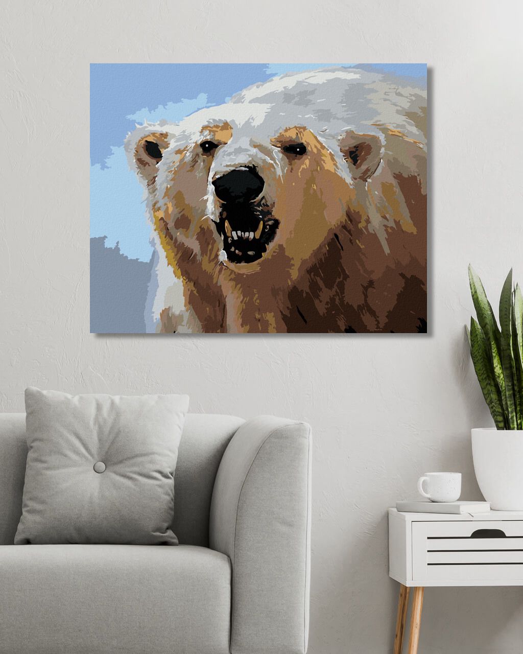 zuty Malování podle čísel - LEDNÍ MEDVĚD UKAZUJÍCÍ ZUBY (D. RUSTY RUST) - Rozměr: 40x50 cm, Rámování: Varianta: bez rámu a bez vypnutí plátna - obrázek 9
