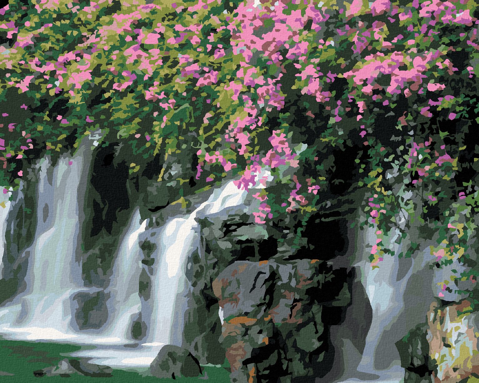 zuty Malování podle čísel - KVĚTINY NAD SPLAVEM (DENNIS FRATES) - Rozměr: 40x50 cm, Rámování: Varianta: vypnuté plátno na rám - obrázek 1