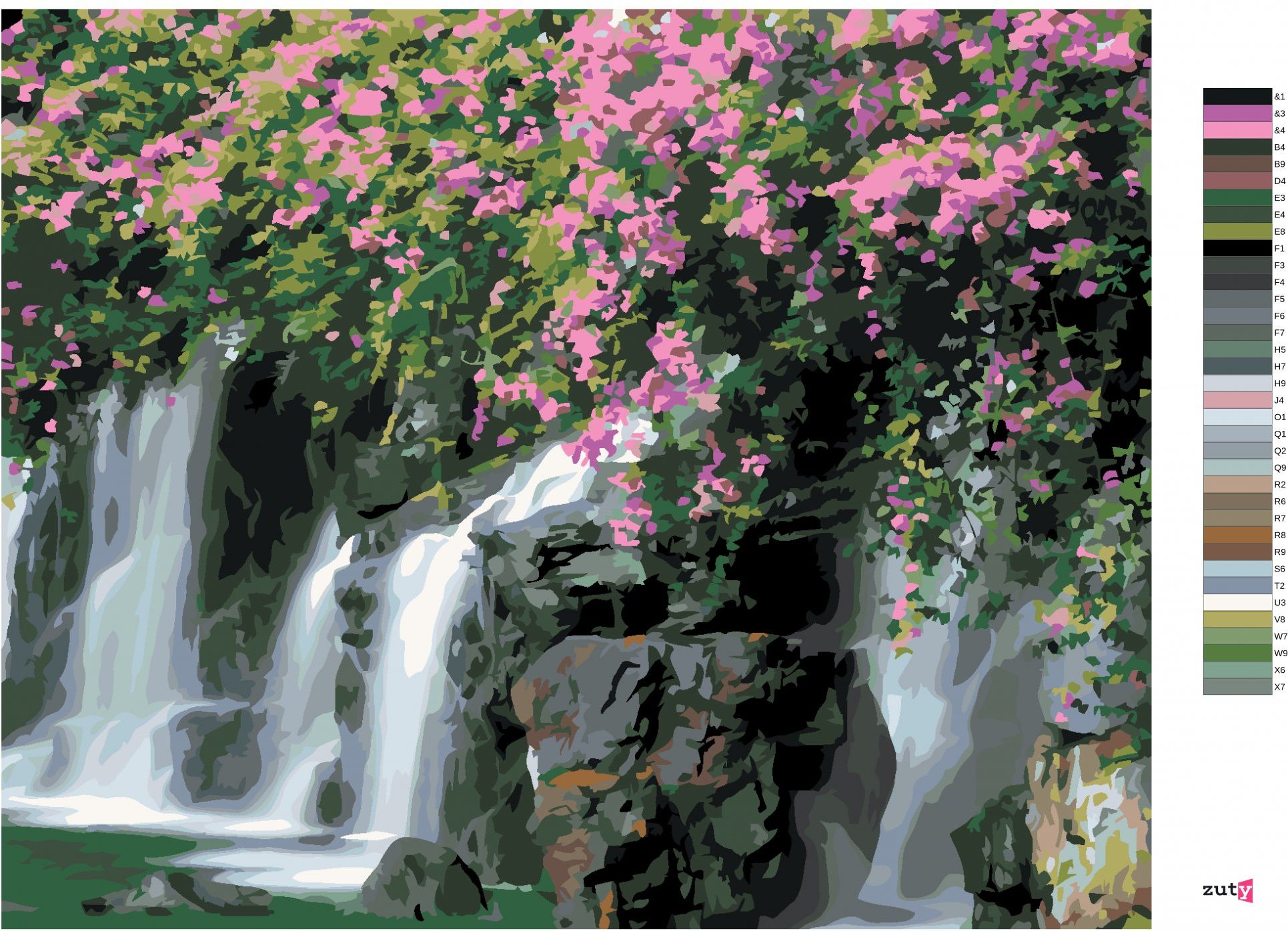 zuty Malování podle čísel - KVĚTINY NAD SPLAVEM (DENNIS FRATES) - Rozměr: 40x50 cm, Rámování: Varianta: vypnuté plátno na rám - obrázek 3