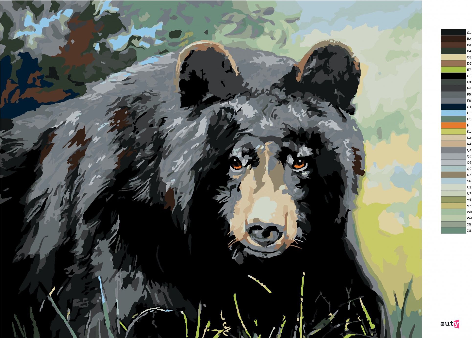 zuty Malování podle čísel - MEDVĚD POHLED DO OČÍ (D. RUSTY RUST) - Rozměr: 40x50 cm, Rámování: Varianta: vypnuté plátno na rám - obrázek 7