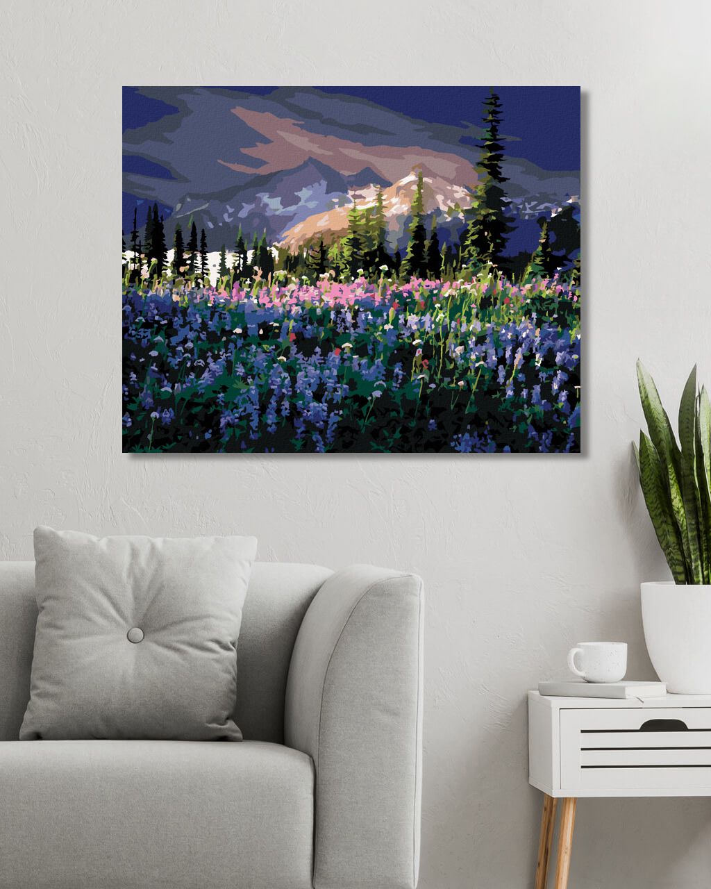 zuty Malování podle čísel - LUČNÍ KVĚTINY V HORÁCH (DENNIS FRATES) - Rozměr: 40x50 cm, Rámování: Varianta: bez rámu a bez vypnutí plátna - obrázek 4
