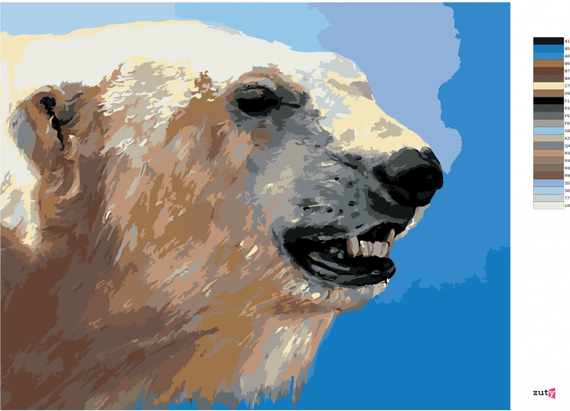 zuty Malování podle čísel - PORTRÉT LEDNÍ MEDVĚD (D. RUSTY RUST) - Rozměr: 40x50 cm, Rámování: Varianta: vypnuté plátno na rám - obrázek 9