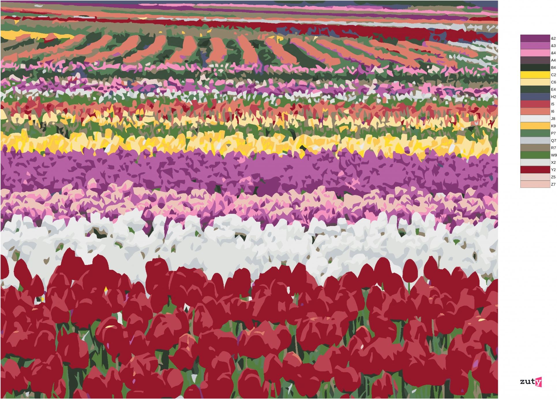 zuty Malování podle čísel - POLE TULIPÁNŮ (DENNIS FRATES) - Rozměr: 40x50 cm, Rámování: Varianta: bez rámu a bez vypnutí plátna - obrázek 7