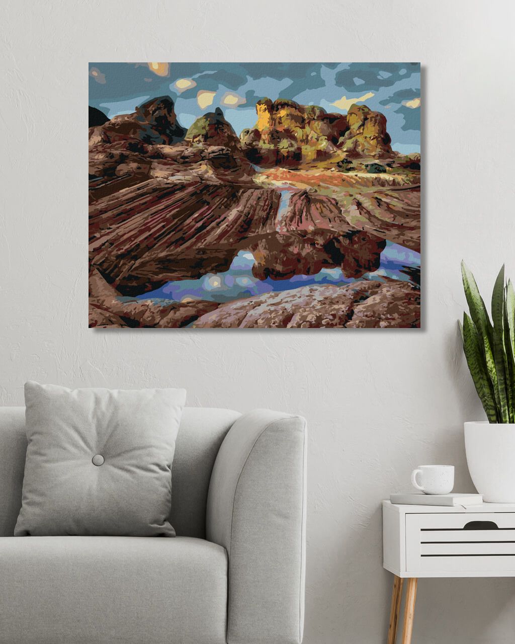 zuty Malování podle čísel - SKÁLY U JEZERA (DENNIS FRATES) - Rozměr: 40x50 cm, Rámování: Varianta: vypnuté plátno na rám - obrázek 10