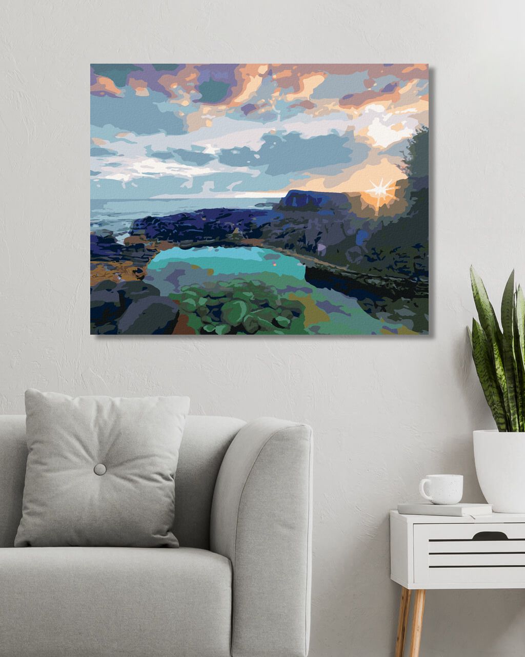 zuty Malování podle čísel - KAMENNÉ POBŘEŽÍ (DENNIS FRATES) - Rozměr: 40x50 cm, Rámování: Varianta: vypnuté plátno na rám - obrázek 2