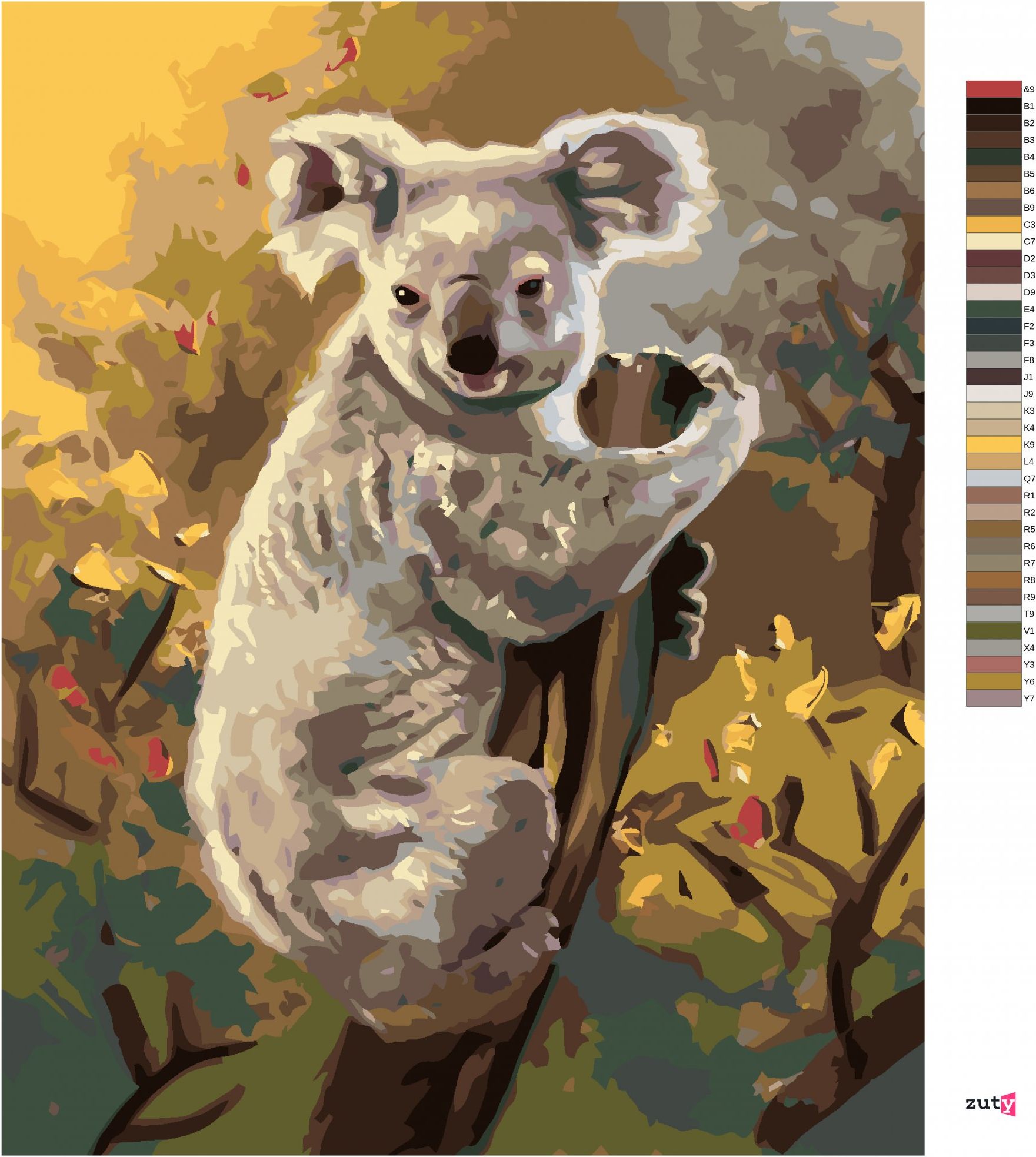 zuty Malování podle čísel - KOALA NA KMENI STROMU (D. RUSTY RUST) - Rozměr: 40x50 cm, Rámování: Varianta: vypnuté plátno na rám - obrázek 8