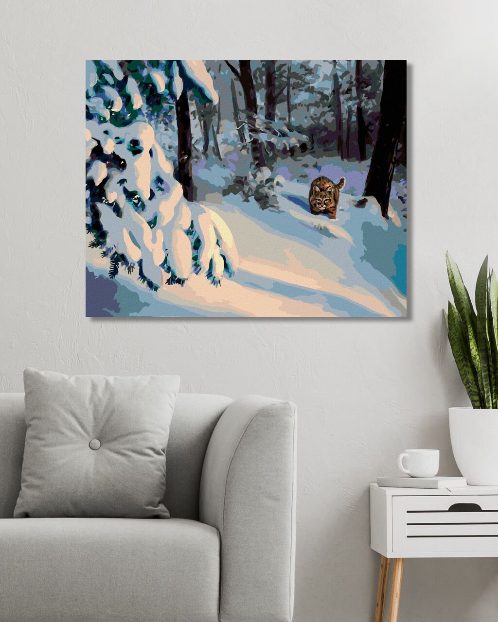 zuty Malování podle čísel - RYS ČÍHAJÍCÍ VE SNĚHU (D. RUSTY RUST) - Rozměr: 40x50 cm, Rámování: Varianta: bez rámu a bez vypnutí plátna - obrázek 10