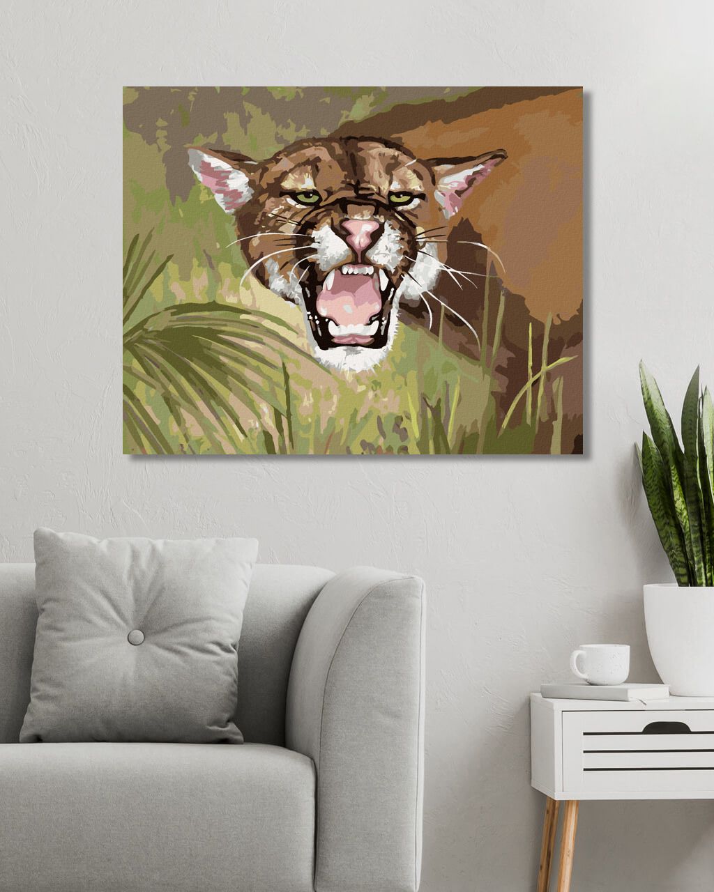 zuty Malování podle čísel - PUMA UKAZUJÍCÍ ZUBY (D. RUSTY RUST) - Rozměr: 40x50 cm, Rámování: Varianta: vypnuté plátno na rám - obrázek 4