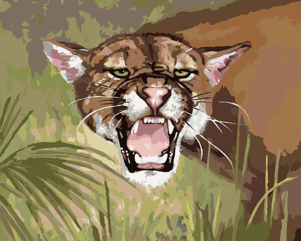 zuty Malování podle čísel - PUMA UKAZUJÍCÍ ZUBY (D. RUSTY RUST) - Rozměr: 40x50 cm, Rámování: Varianta: vypnuté plátno na rám - obrázek 7