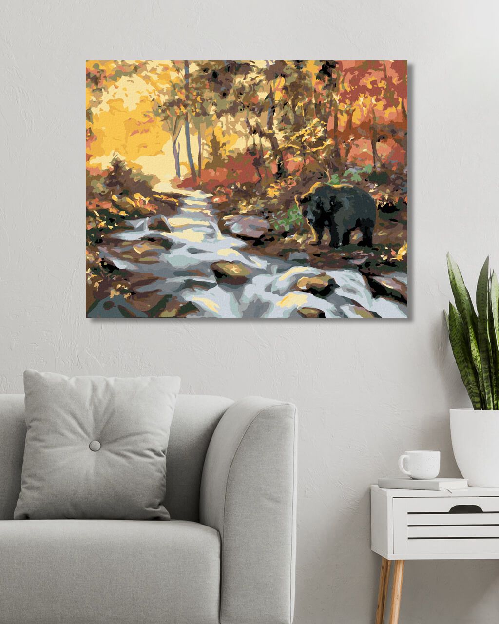 zuty Malování podle čísel - MEDVĚD U ŘEKY A ZÁPAD SLUNCE (D. RUSTY RUST) - Rozměr: 40x50 cm, Rámování: Varianta: bez rámu a bez vypnutí plátna - obrázek 8