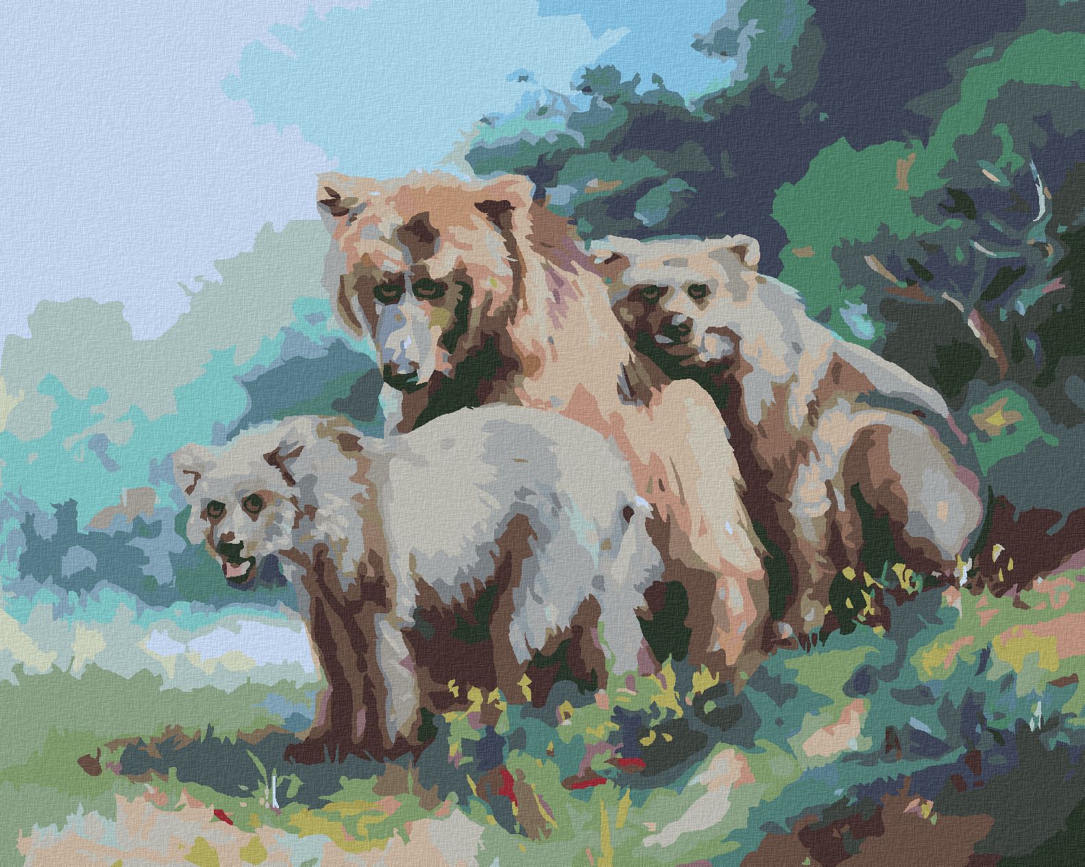 zuty Malování podle čísel - MEDVĚDÍ RODINKA (D. RUSTY RUST) - Rozměr: 40x50 cm, Rámování: Varianta: vypnuté plátno na rám - obrázek 1